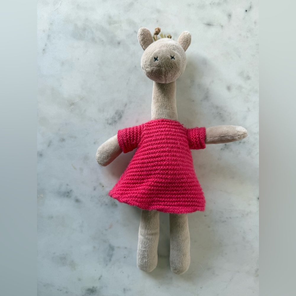 Jellycat Pitpat Giraffe Toy with Bright Pink Knit Dress - Soft Kids Toy